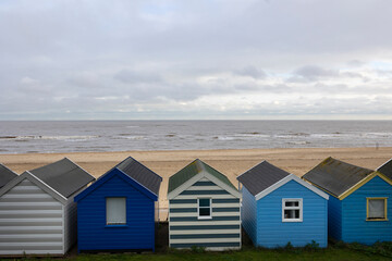 Southwold United Kingdom 23, November 2022 Colourful Beach huts in Southwold Suffolk