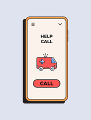 Health app. Call help health in your phone. Online tele medicine flat concept. Medical consultation. Vector illustration