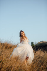 beautiful bride in a wedding dress.girl in a white puffy dress
