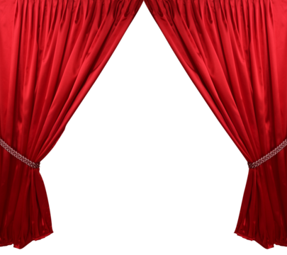 Red theater curtain on Png transparent background