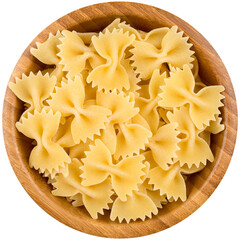 Pasta in wooden bowl on transparent background, PNG