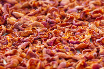 Dried apricots to make apricot compote, close-up dried apricots,