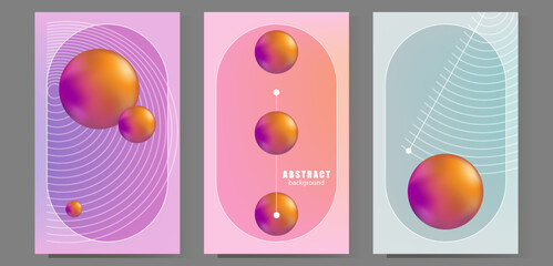 Set of abstract vector illustrations with balloons