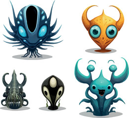 A set of cute aliens