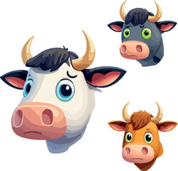 Set of cow heads