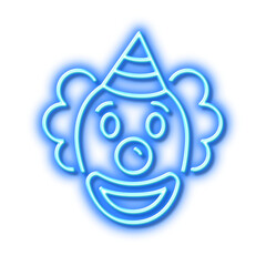 Clown line icon. Amusement park funnyman sign. Neon light effect outline icon.