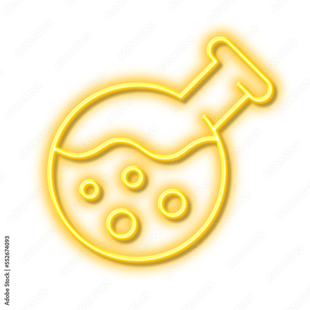 Poster chemistry lab line icon. laboratory flask sign. analysis. neon light effect outline icon.