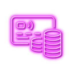 Credit card line icon. Bank money payment sign. Neon light effect outline icon.