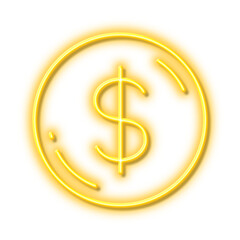 Dollar money line icon. Usd currency sign. Neon light effect outline icon.