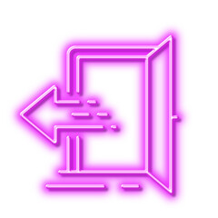 Entrance line icon. Entry door sign. Neon light effect outline icon.