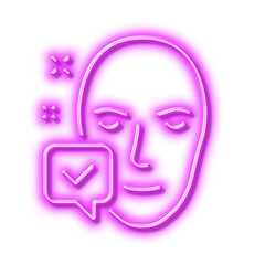 Face accepted line icon. Access granted sign. Neon light effect outline icon.