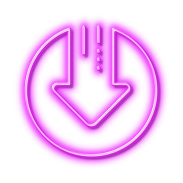 recommend clip art: Download line icon. Down arrow sign. Neon light effect outline icon.