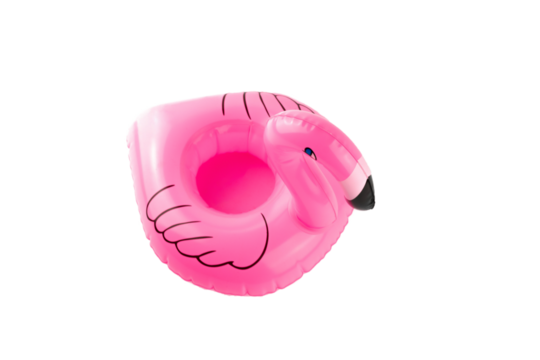 Flamingo isolated. Pink inflatable flamingo for summer beach isolated on white background. Pool float party.