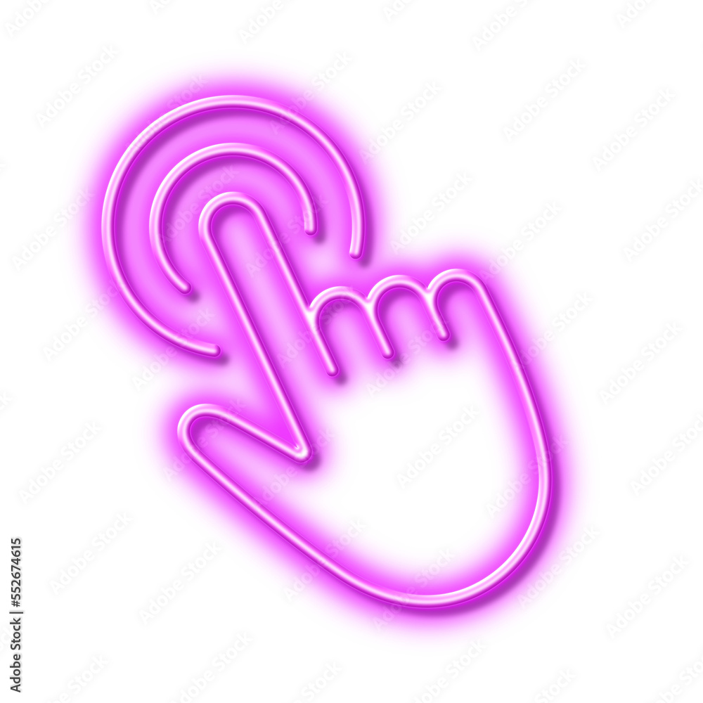 Poster hand cursor line icon. click action sign. neon light effect outline icon.