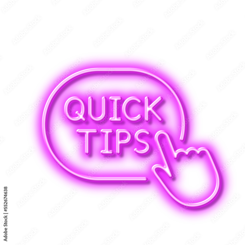 Aufkleber quick tips click line icon. helpful tricks sign. neon light effect outline icon.