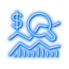 Check investment line icon. Business audit sign. Neon light effect outline icon.