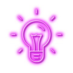 Idea line icon. Light bulb sign. Neon light effect outline icon.