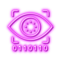 Artificial intelligence line icon. Retinal access sign. Neon light effect outline icon.