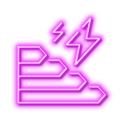 Consumption growth line icon. Electric power up trend sign. Neon light effect outline icon.