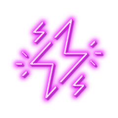 Power line icon. Flash electric energy sign. Neon light effect outline icon.