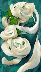 Free painted abstract banner background with white roses wallapaper