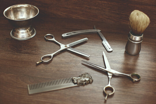 Shaving accessories and tools of barber shop