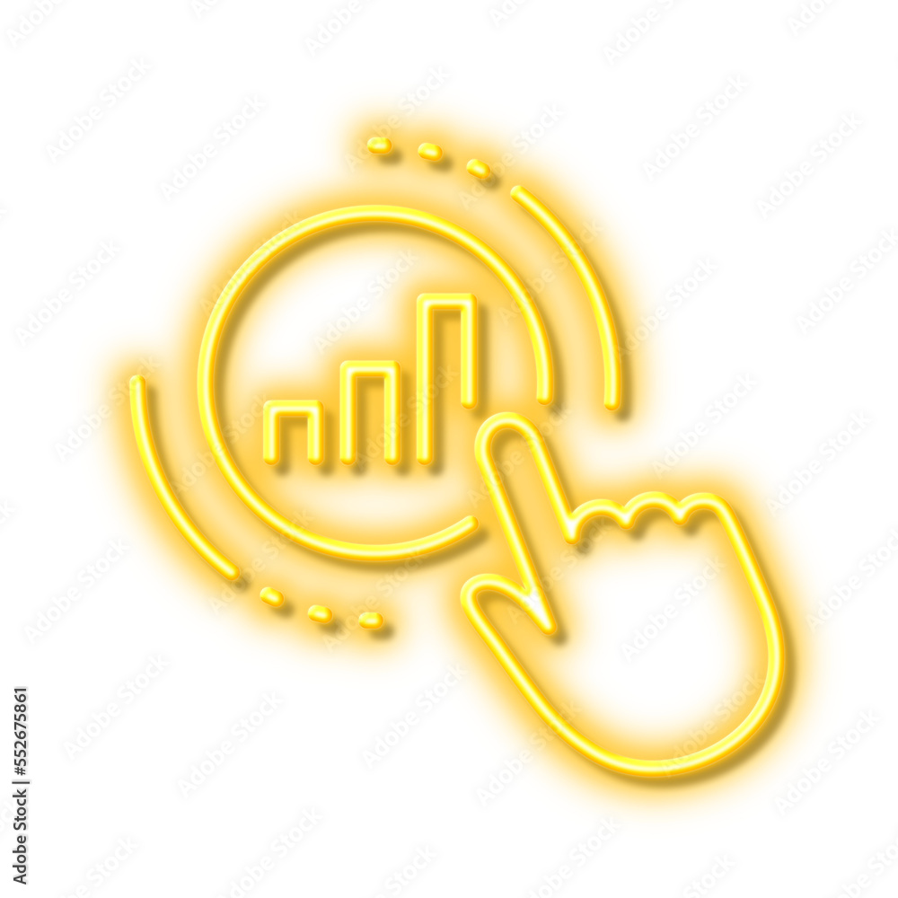 Poster statistics line icon. column graph chart sign. neon light effect outline icon.