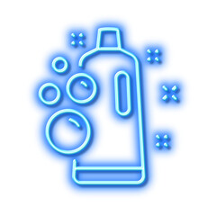 Clean bubbles line icon. Laundry shampoo sign. Clothing cleaner. Neon light effect outline icon.