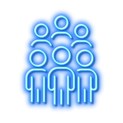 Group people line icon. Business conference sign. Neon light effect outline icon.