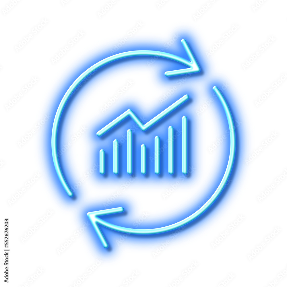 Aufkleber chart line icon. update report graph sign. neon light effect outline icon.
