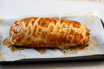 Chicken Wellington with mushroom stuffing