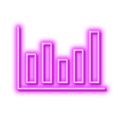 Column chart line icon. Financial graph. Neon light effect outline icon.