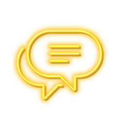 Text message line icon. Chat comment sign. Speech bubble. Neon light effect outline icon.