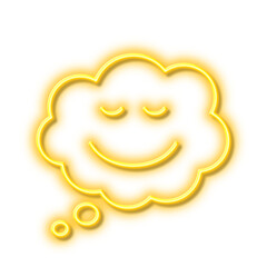 Comic speech bubble with Smile line icon. Neon light effect outline icon.