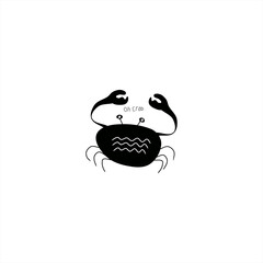 illustration of a cute crab icon in a monochrome color scheme