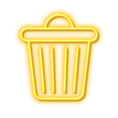 Trash bin line icon. Garbage, waste sign. Delete, remove. Neon light effect outline icon.