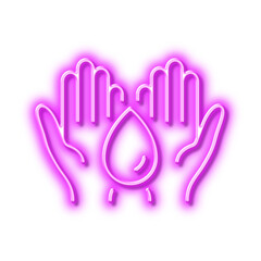 Obraz premium Safe water line icon. Fluid sign. Ecology energy. Neon light effect outline icon.