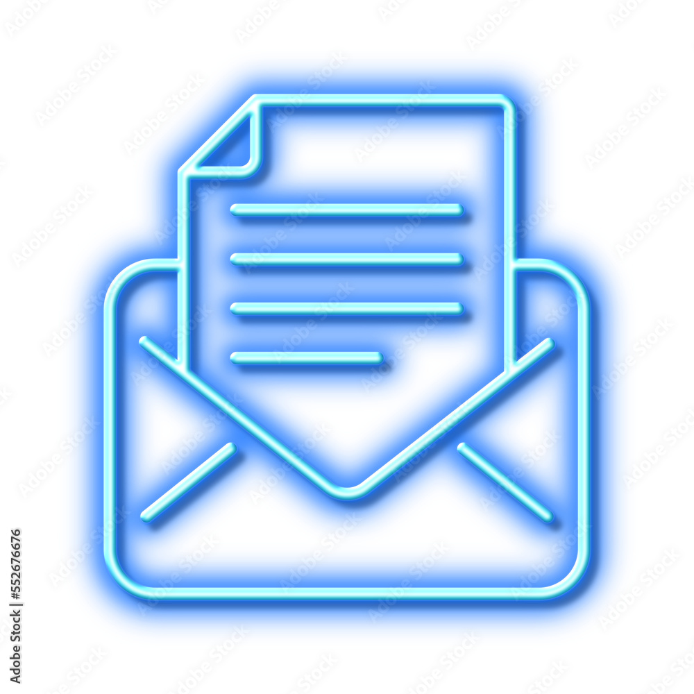 Poster mail correspondence line icon. read message sign. neon light effect outline icon.