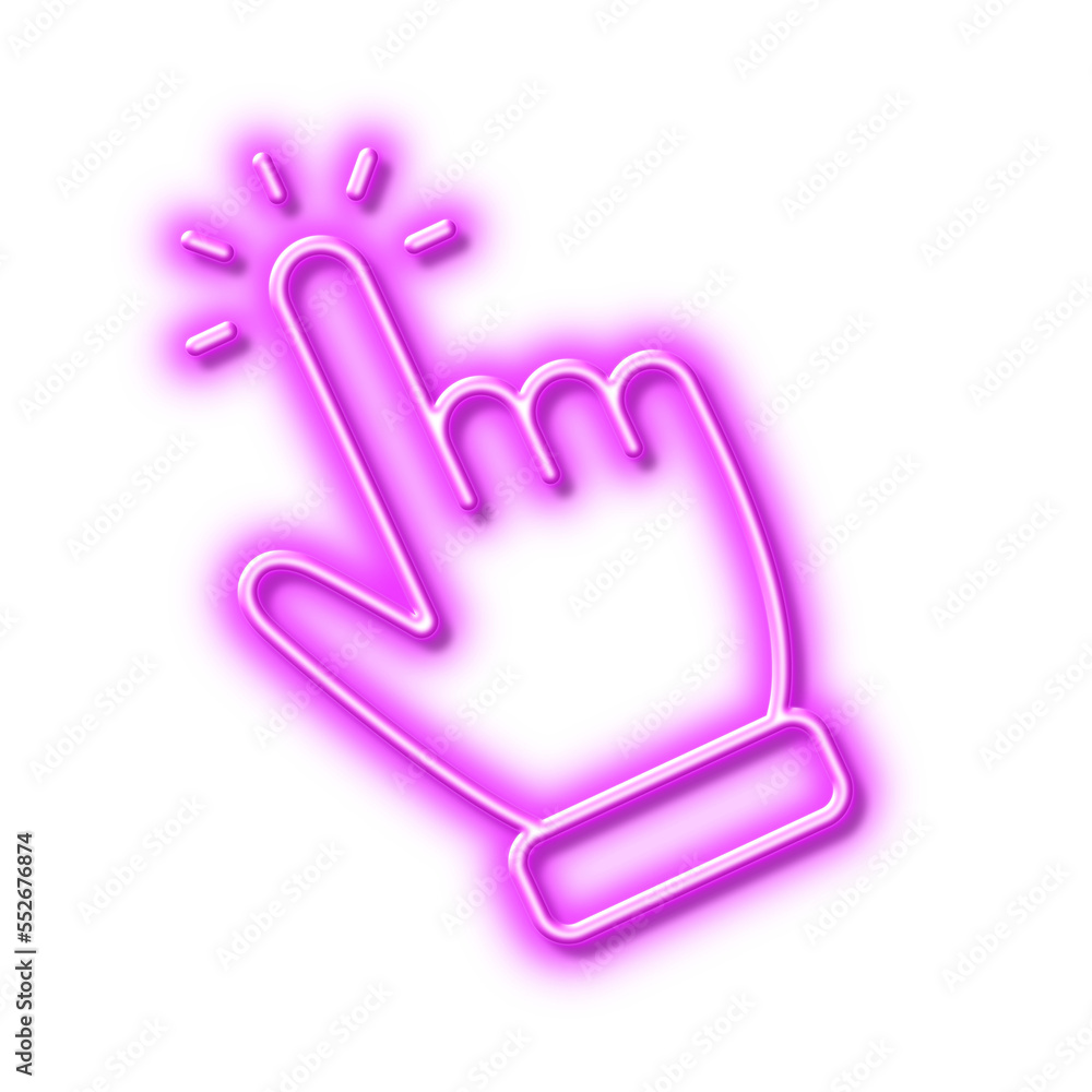 Poster hand cursor line icon. click action sign. neon light effect outline icon.
