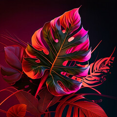collection of tropical leaves. generative ai