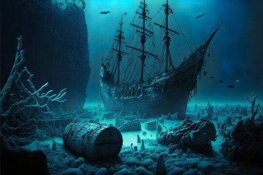 sunken shipwrecks background