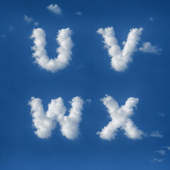 Lettres, chiffres, point d'exclamation et d'interrogation en forme de nuages avec 3 variantes pour...