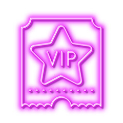 Vip ticket line icon. Very important person sign. Neon light effect outline icon.
