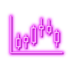 Candlestick chart line icon. Financial graph. Neon light effect outline icon.
