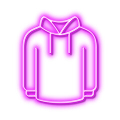 Hoody line icon. Hoodie wear sign. Neon light effect outline icon.