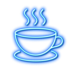Coffee drink line icon. Hot cup sign. Neon light effect outline icon.