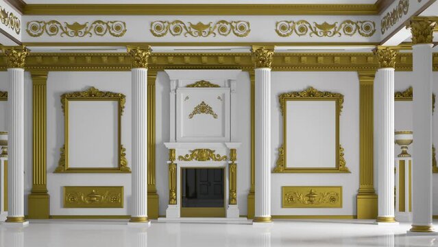3D rendering of the hall in classical style