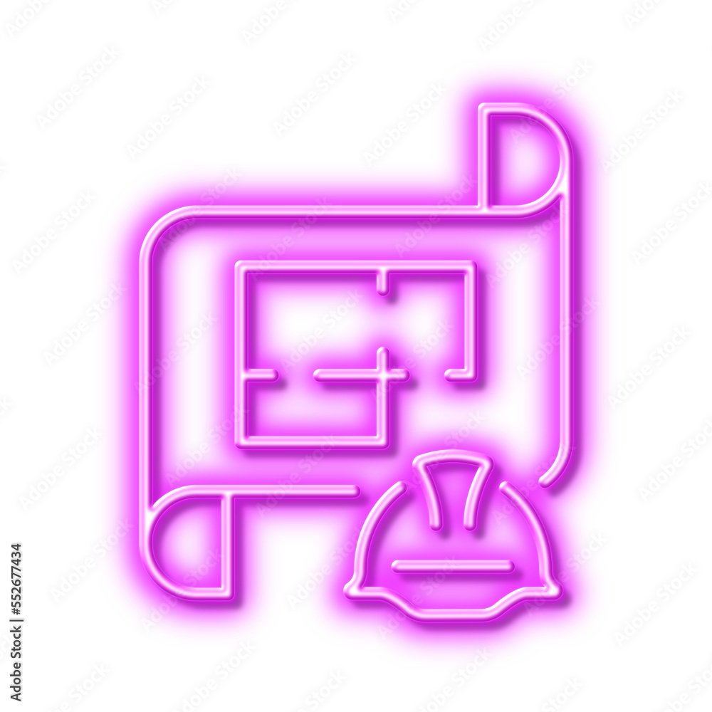 Poster engineering plan line icon. technical documentation sign. neon light effect outline icon.