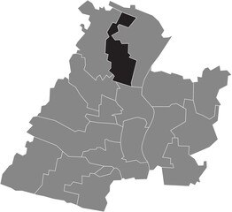 Black flat blank highlighted location map of the KUTENHAUSEN QUARTER inside gray administrative map of MINDEN, Germany