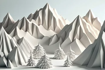 Door stickers Mountains Paper cut mountains